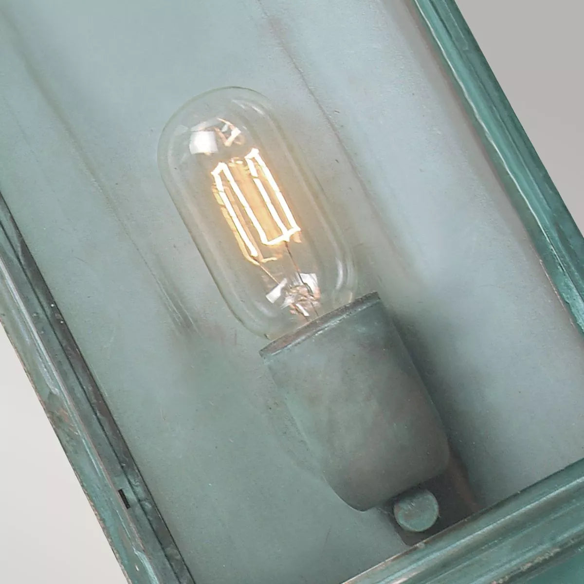 ELS/DOWNING-STREET-V, Outdoor Coastal Wall Lantern Elstead Downing Street Solid Brass Verdigris.