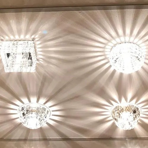 Polished Chrome/Crystal Ria G9 Cube Pattern Square Downlight with One Light and a 55mm Cut Out