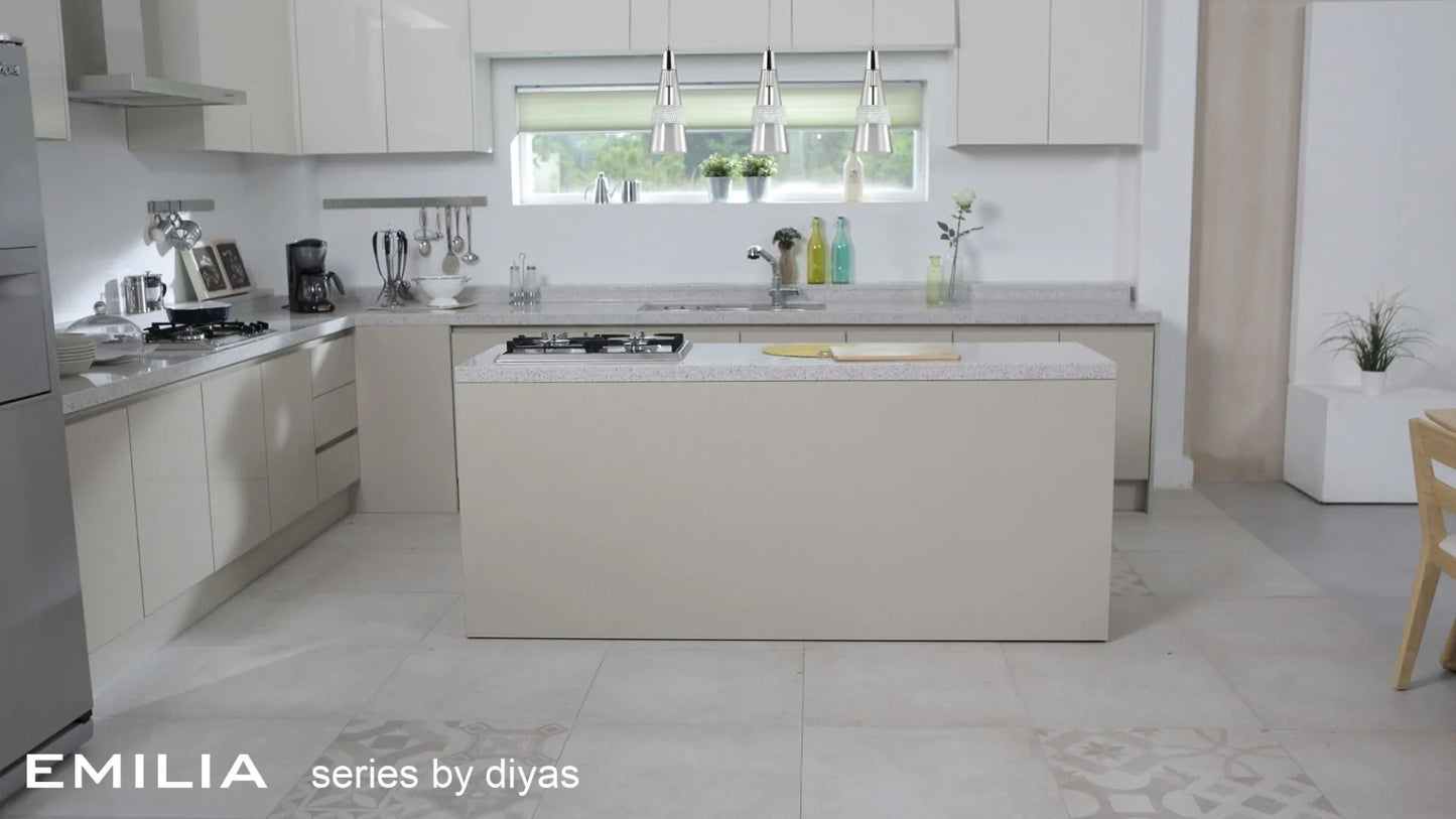 Diyas IL31606 Emilia 3 Light E14 Linear Polished Chrome Crystal Pendant