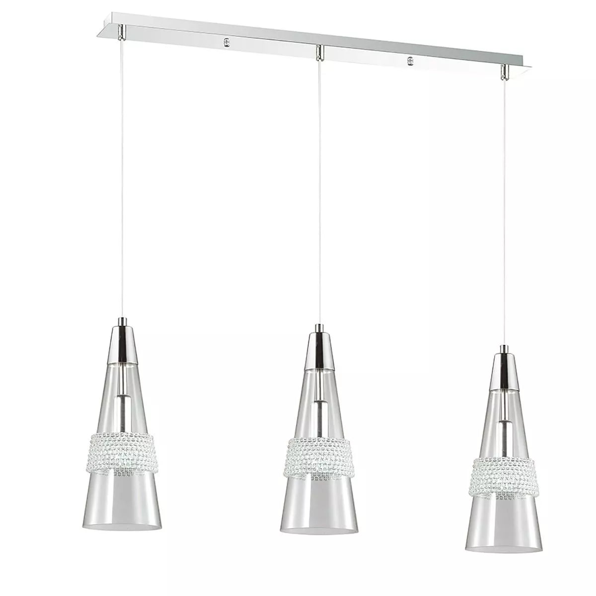 Diyas IL31606 Emilia 3 Light E14 Linear Polished Chrome Crystal Pendant