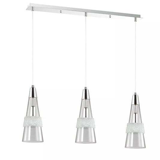 Diyas IL31606 Emilia 3 Light E14 Linear Polished Chrome Crystal Pendant