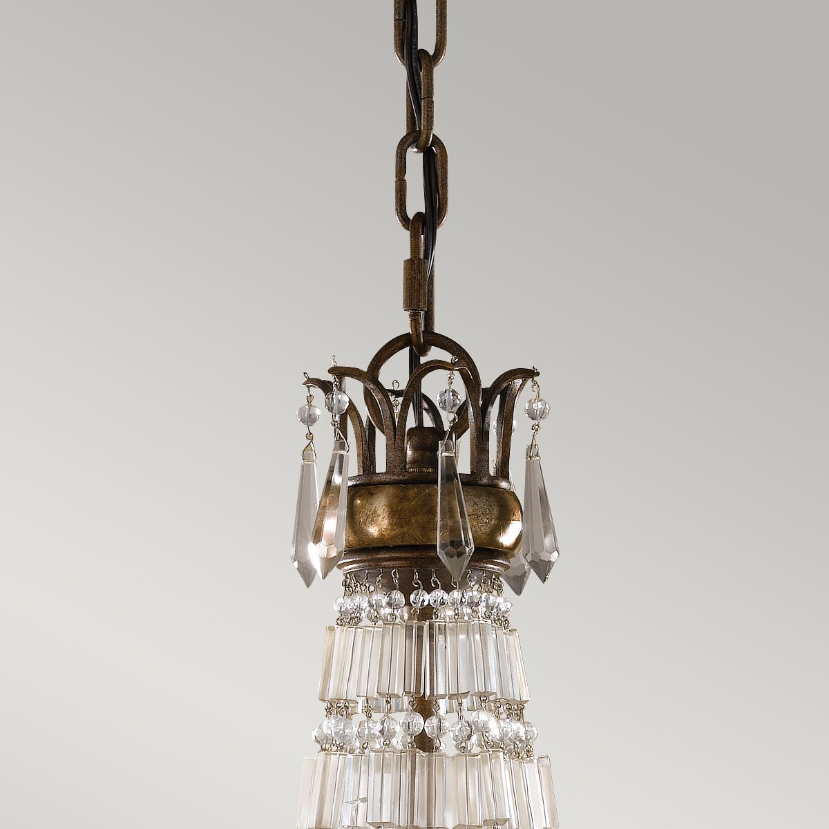 Feiss Bellini Antique Bronze Quartz Crystal 6 Light Chandelier FE-BELLINI6