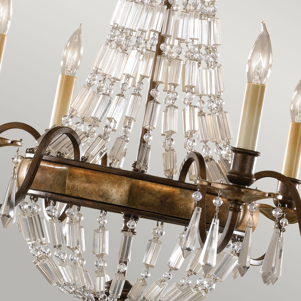 Feiss Bellini Antique Bronze Quartz Crystal 6 Light Chandelier FE-BELLINI6