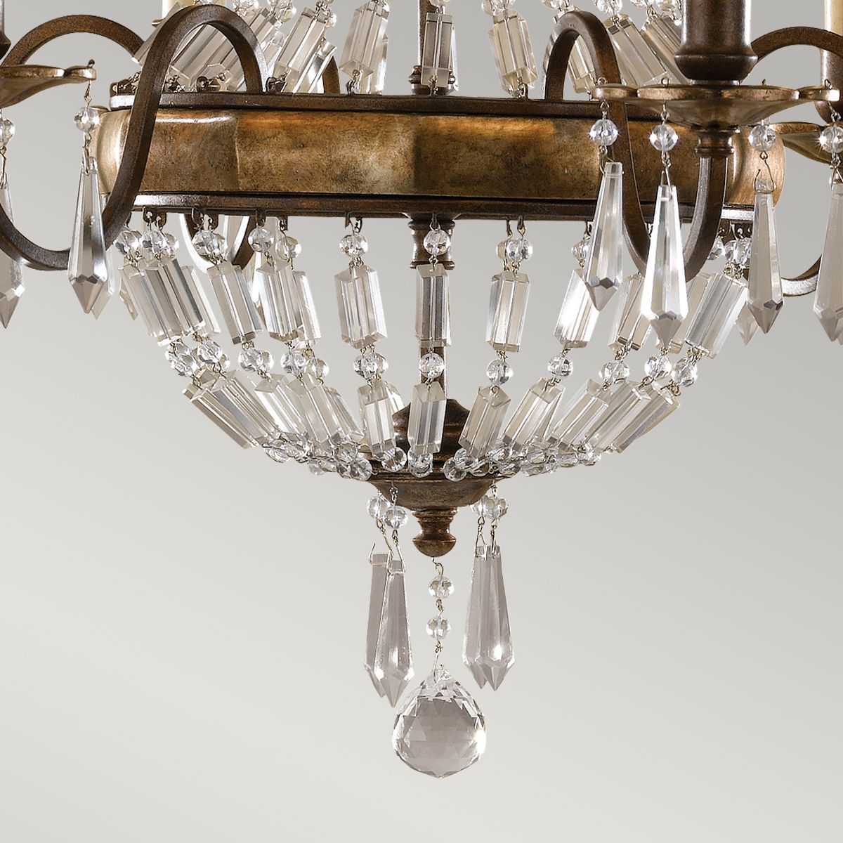 Feiss Bellini Antique Bronze Quartz Crystal 6 Light Chandelier FE-BELLINI6