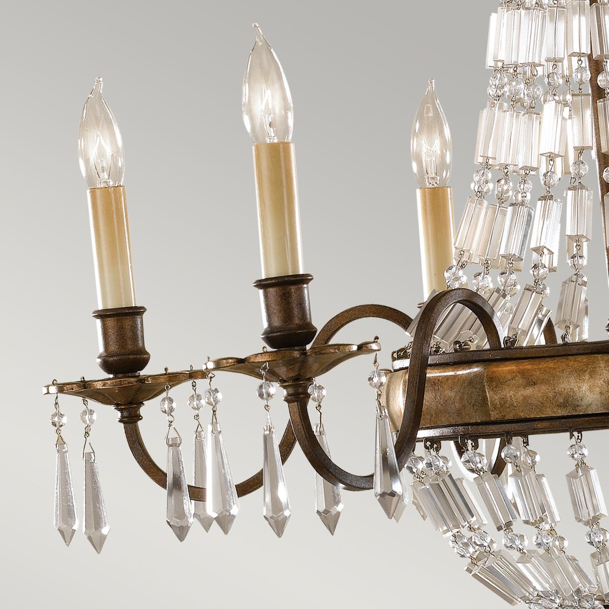 Feiss Bellini Antique Bronze Quartz Crystal 6 Light Chandelier FE-BELLINI6