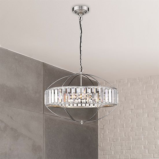 Satin Nickel Ceiling Pendant Light with 4 Bulbs by LX-Flor LXFLOR050SN4PEND