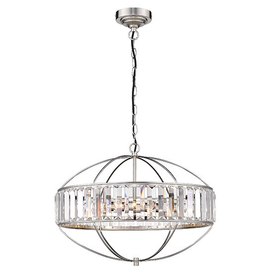 Satin Nickel Ceiling Pendant Light with 4 Bulbs by LX-Flor LXFLOR050SN4PEND