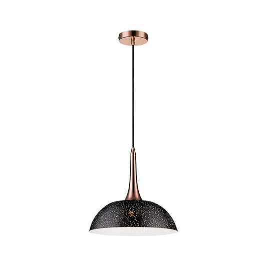 LX-Holborn LXHOLB030BL1PEND 1 Bulb Round Ceiling Pendant Light in Black and Copper