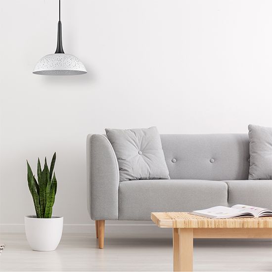 White and matte black LX-Holborn 1 Bulb Round Ceiling Pendant Light  LXHOLB030WH1PEND