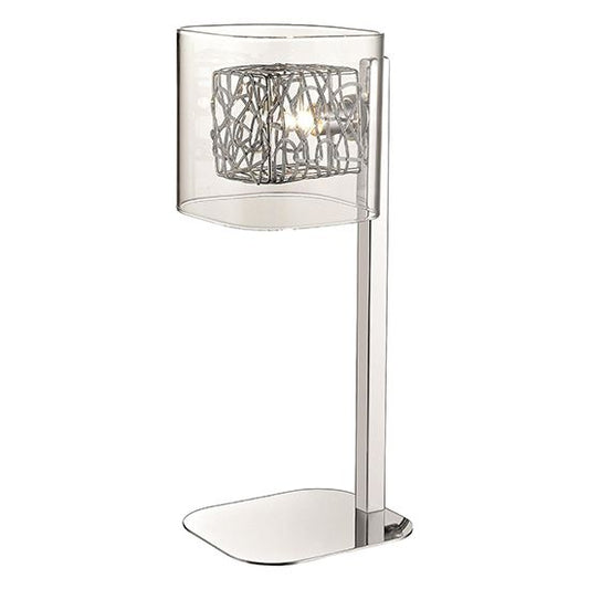 LX-Holland LXHOLL034CH1TABL 1 Clear Glass Shade Bulb Table Lamp in Chrome
