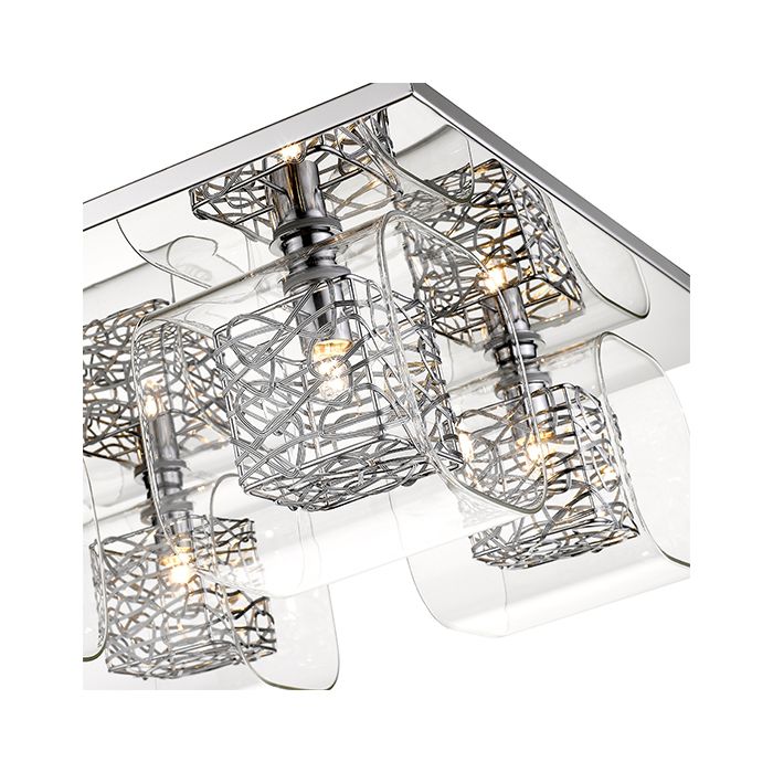 LX-Holland LXHOLL042CH4FLUS 4 Clear Glass Shade Bulbs Flush Ceiling Light in Chrome