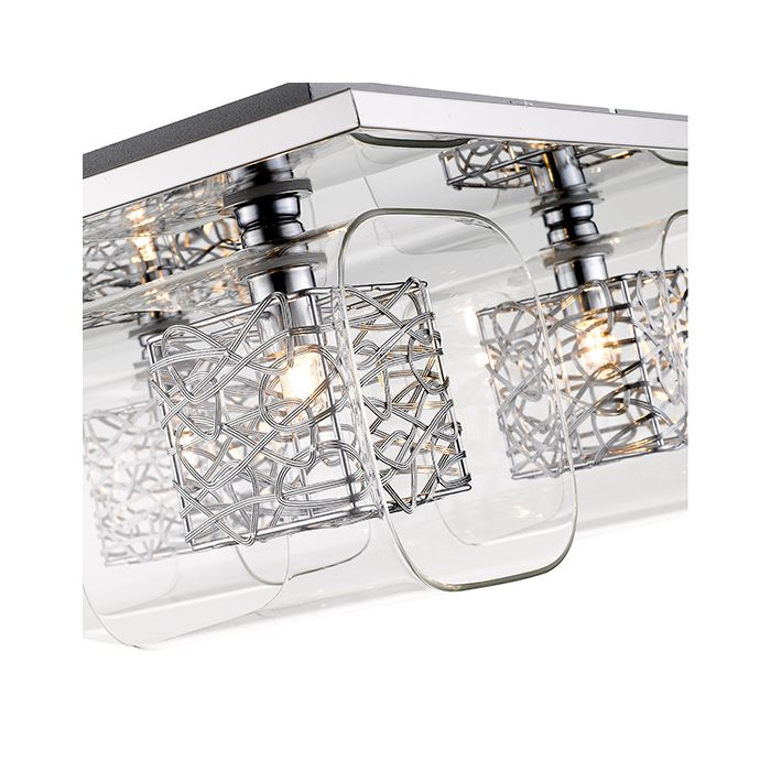 LX-Holland LXHOLL042CH4FLUS 4 Clear Glass Shade Bulbs Flush Ceiling Light in Chrome