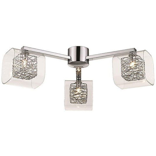 LX-Holland HOLL058CH3FLUS 3 Clear Glass Shade Bulbs Flush Ceiling Light