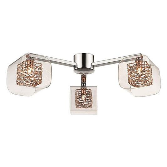 LX-Holland LXHOLL058CP3FLUS 3 Clear Glass Shade Bulbs Flush Ceiling Light