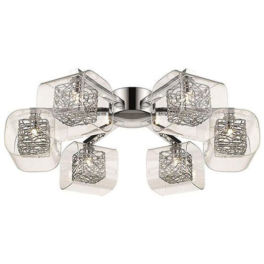 LX-Holland LXHOLL060CH6FLUS 6 Clear Glass Shade Bulbs Flush Ceiling Light
