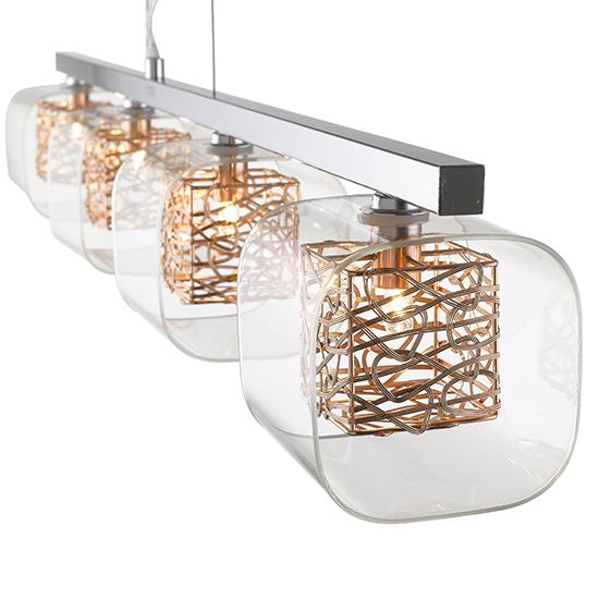 LX-Holland LXHOLL098CP4DECO 4 Clear Glass Shade Bulbs Decorative Ceiling Pendant Light