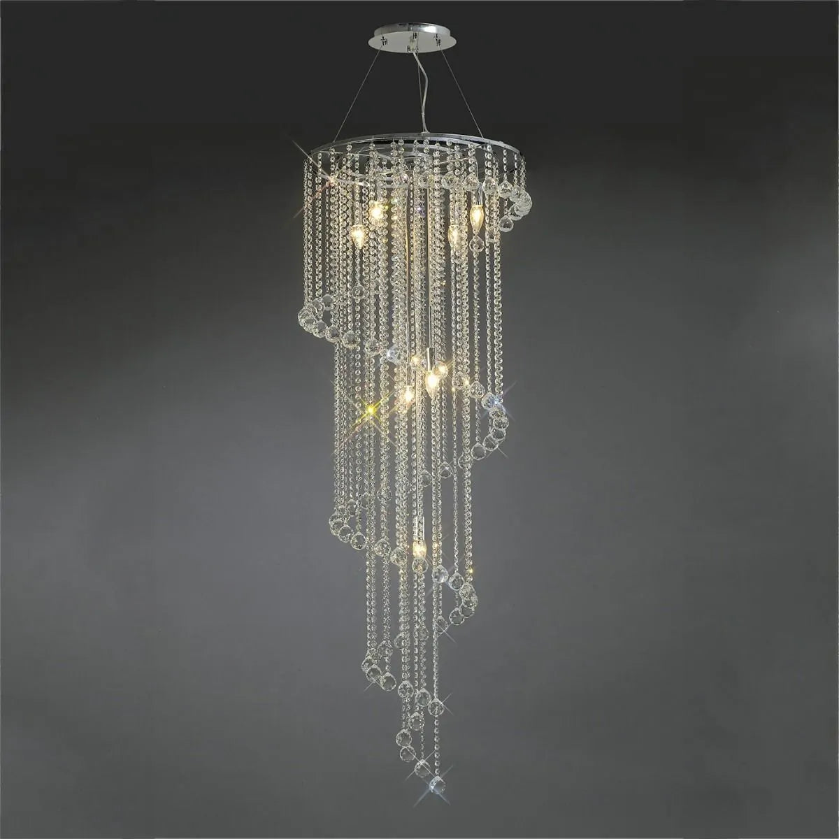 Diyas IL30098 Atla 9 Light Polished Chrome/Crystal Pendant