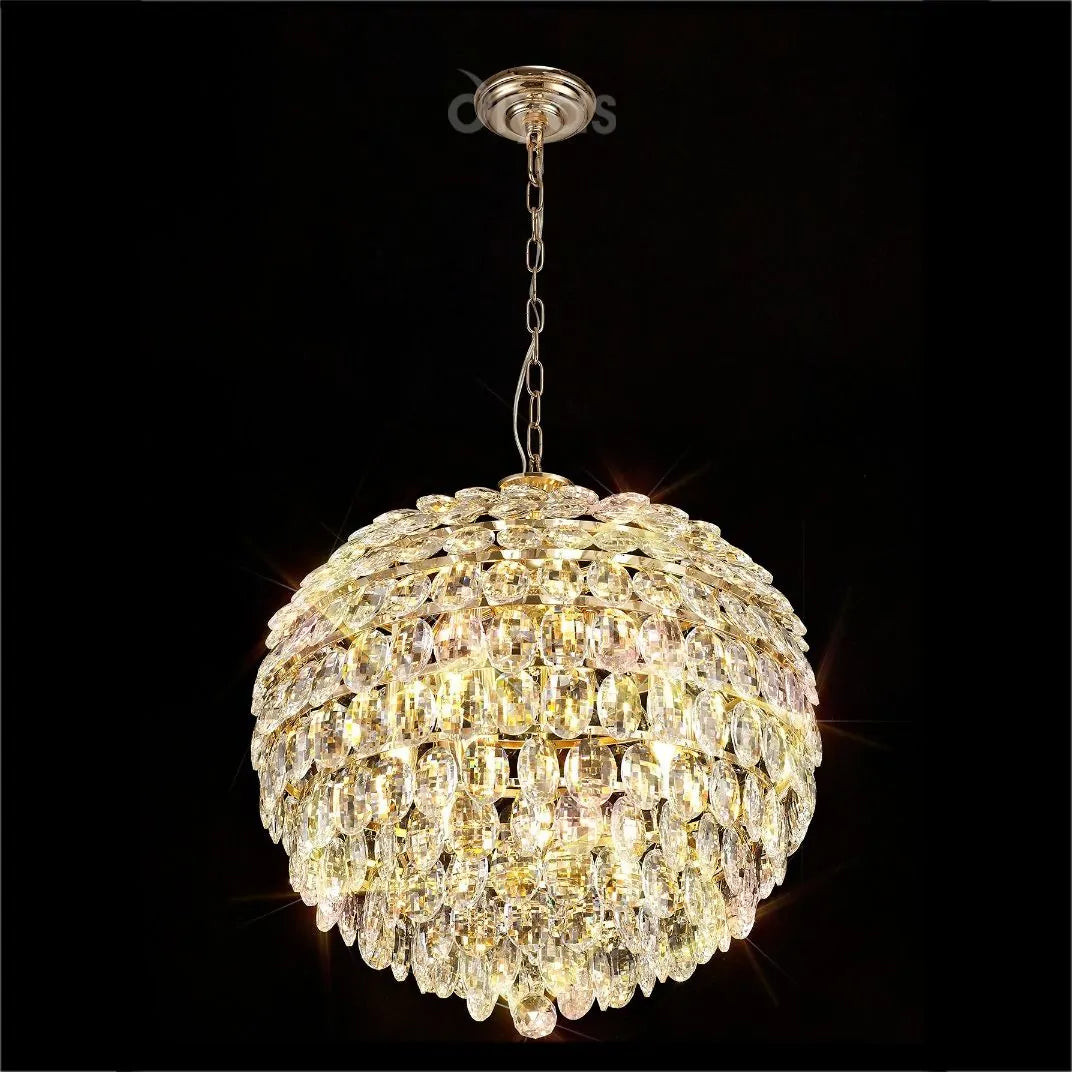 Crystal 9 Light Large Pendant Gold Frame Diyas Coniston IL32805