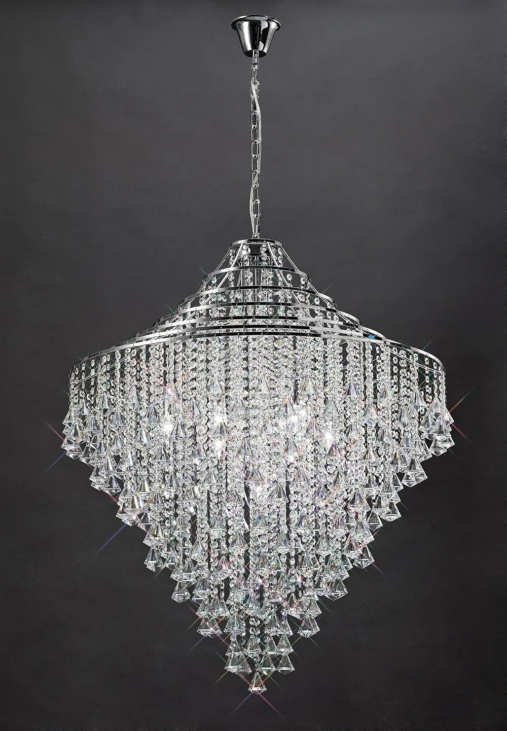 IL30773 Diyas Inina 9 Light Pendant in Polished Chrome/Crystal