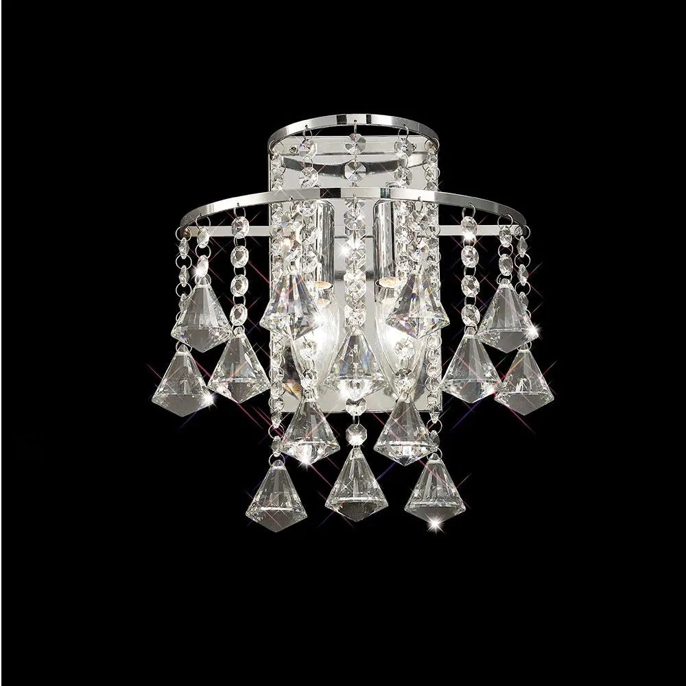 IL32774 Diyas Inina 2 Light Wall Lamp Switched E14 French Gold/Crystal