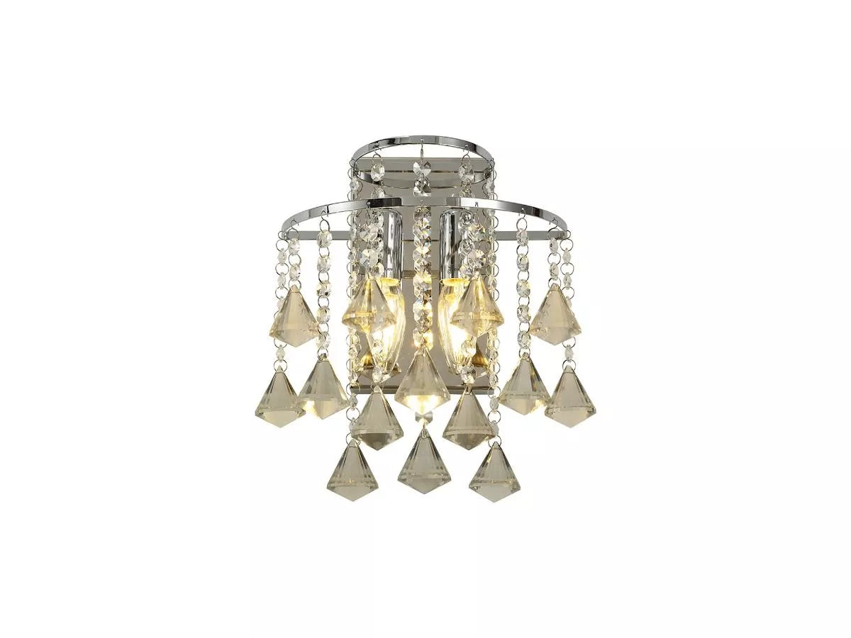 IL32774 Diyas Inina 2 Light Wall Lamp Switched E14 French Gold/Crystal
