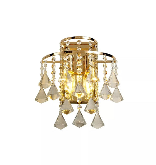 IL32774 Diyas Inina 2 Light Wall Lamp Switched E14 French Gold/Crystal