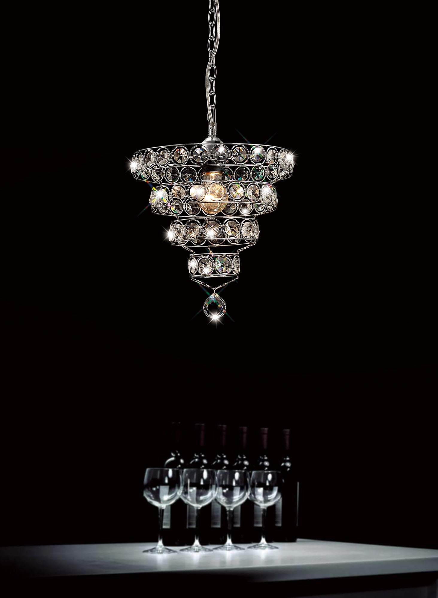 Kudo Crystal Pyramid Polished Chrome/Crystal Non-Electric Shade Only