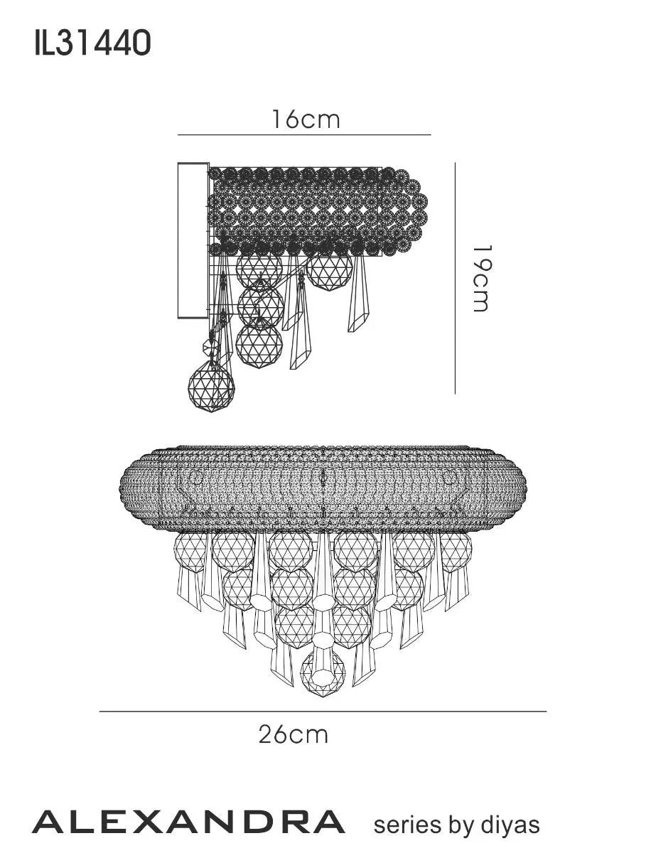 Small polished chrome/crystal wall lamp by Diyas, model number IL31440