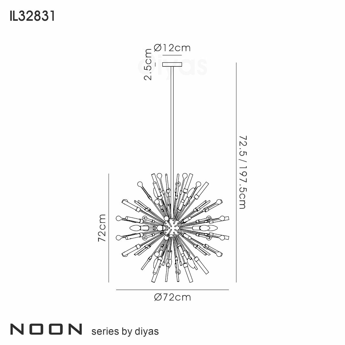 Antique Gold/Clear Glass Noon 12-Light Pendant by Diyas IL32831