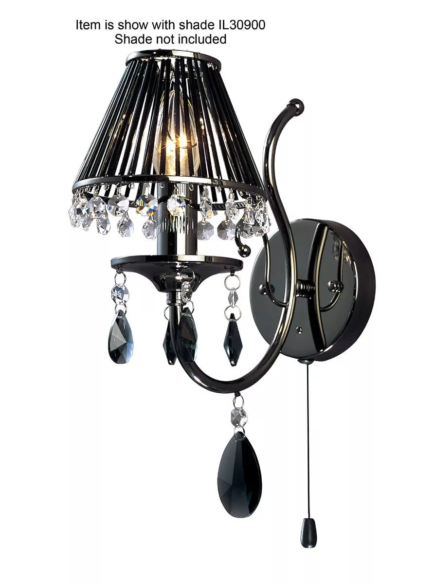 Diyas IL30901 Luna Wall Lamp 1 Light Black Chrome Crystal
