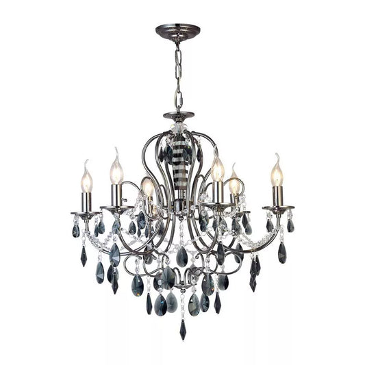 Diyas IL30906 Luna Pendant 6 Light Black Chrome Crystal