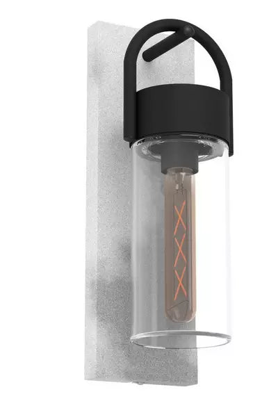 900286  The CARRARO wall lamp in grey, black, and clear steel