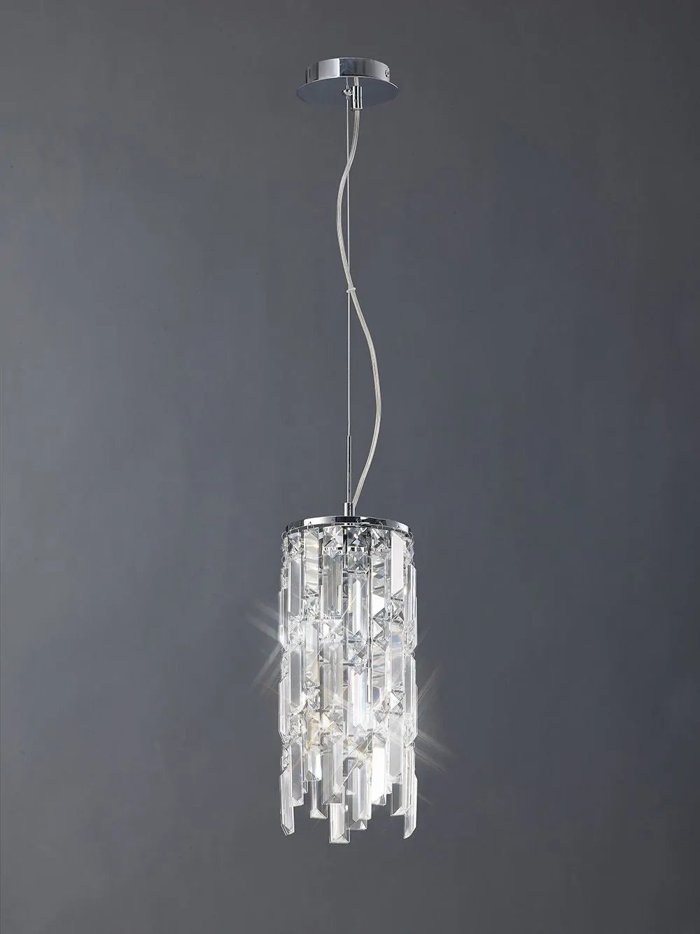 IL30253 Diyas Maddison 2 Light Pendant Cylinder Polished Chrome/Crystal