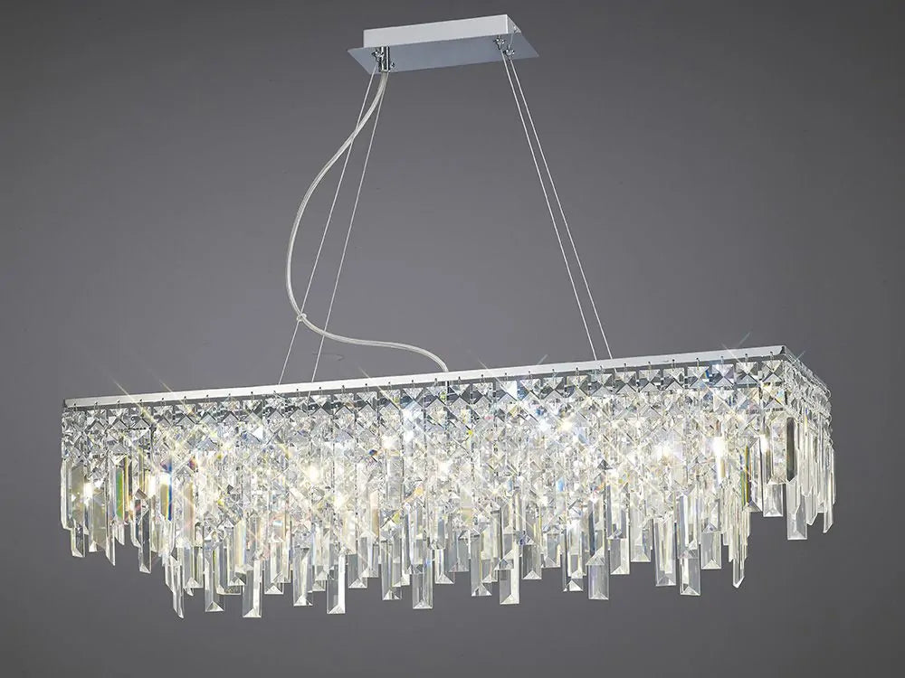 Diyas Maddison 6 Light Rectangular Polished Chrome/Crystal Pendant IL30255