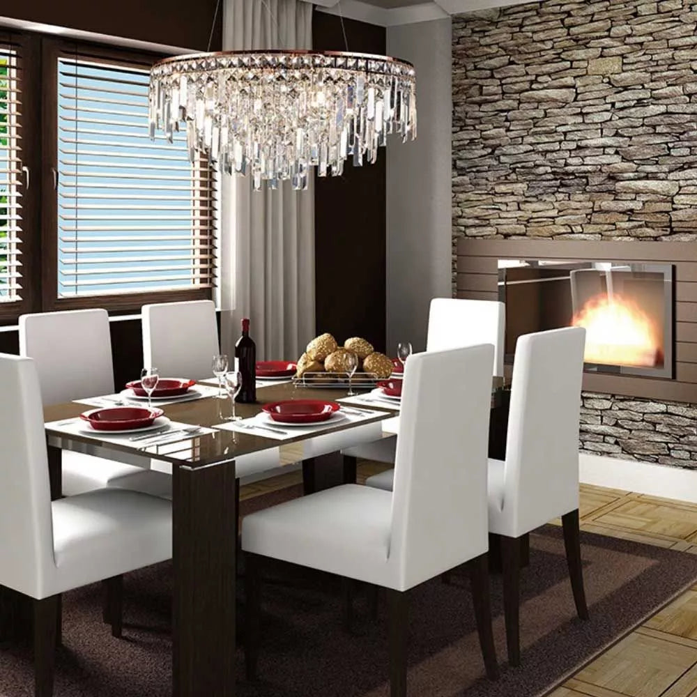 Diyas IL31816 Maddison Pendant Round 8 Light G9 Rose Gold/Crystal