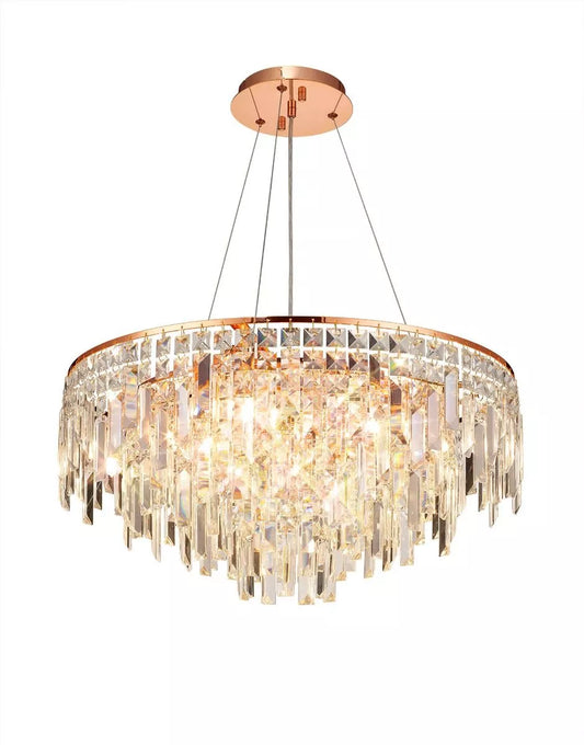 Diyas IL31816 Maddison Pendant Round 8 Light G9 Rose Gold/Crystal