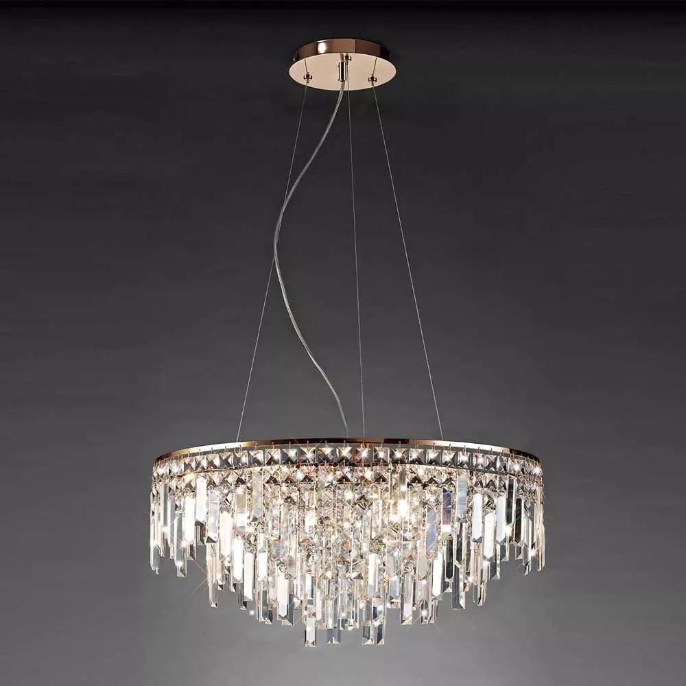 Diyas IL31816 Maddison Pendant Round 8 Light G9 Rose Gold/Crystal