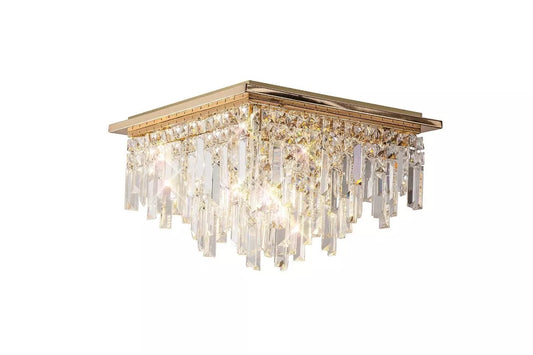 IL31812 Diyas Maddison 6 Light Square Flush Ceiling Fitting French Gold/Crystal