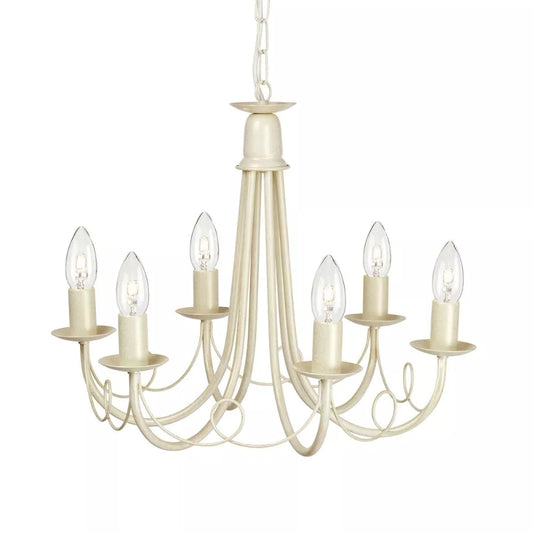 Ivory Gold Elstead Minster 6 Light Chandelier ELS/MN6 IV/GOLD