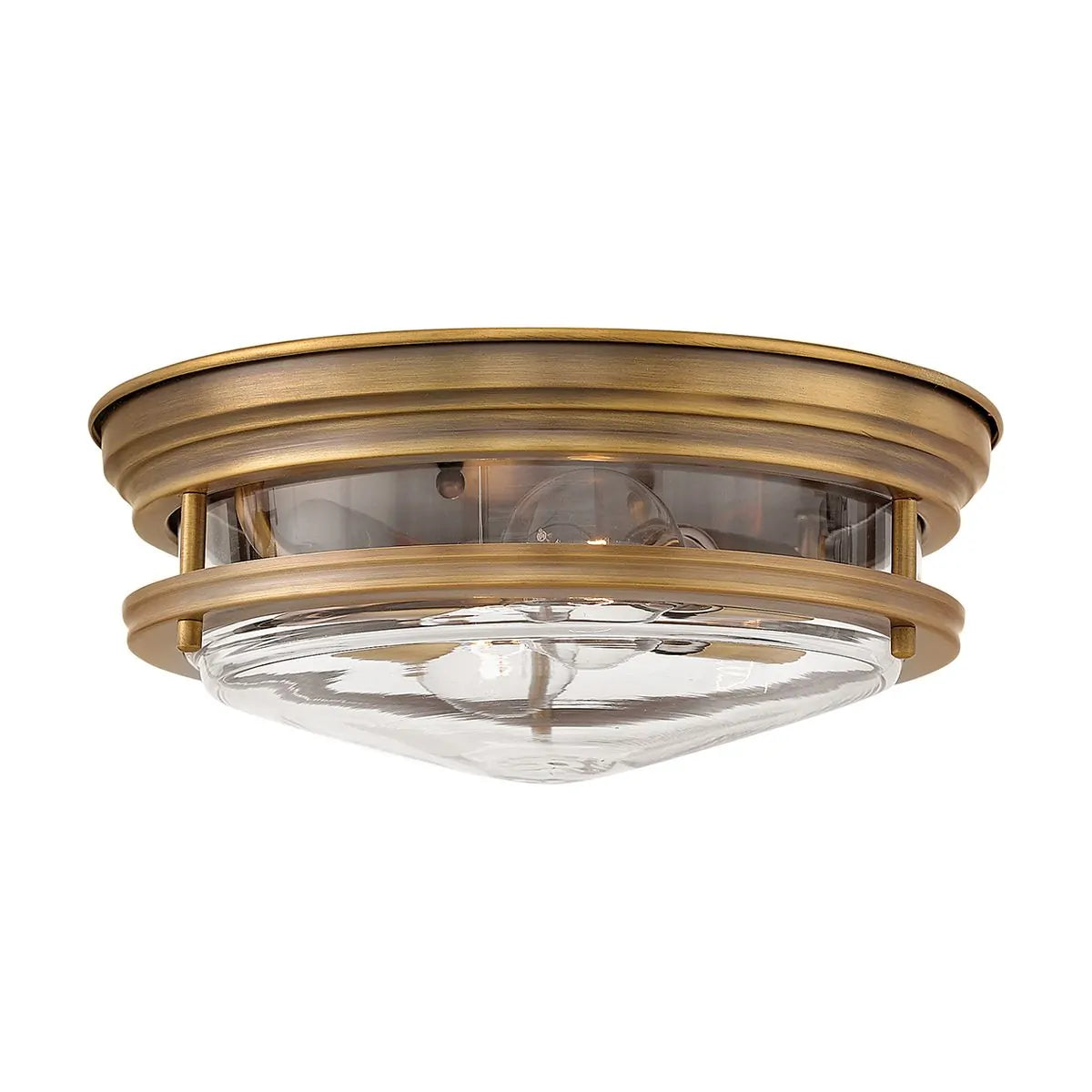 Quintessentiale QN-HADRIAN-FS-BR-CLEAR Hadrian 2 Light Flush Ceiling Fitting with Clear Glass and Brushed Bronze IP44