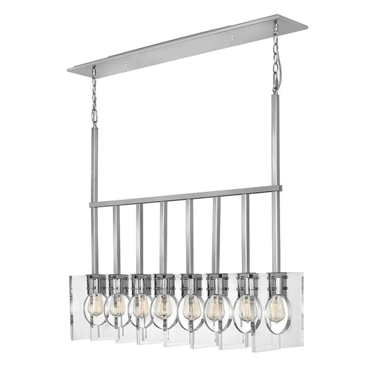 Quintessentiale QN-LUDLOW8-PN Ludlow 8 Light Bar Pendant in Polished Nickel and Clear Acrylic