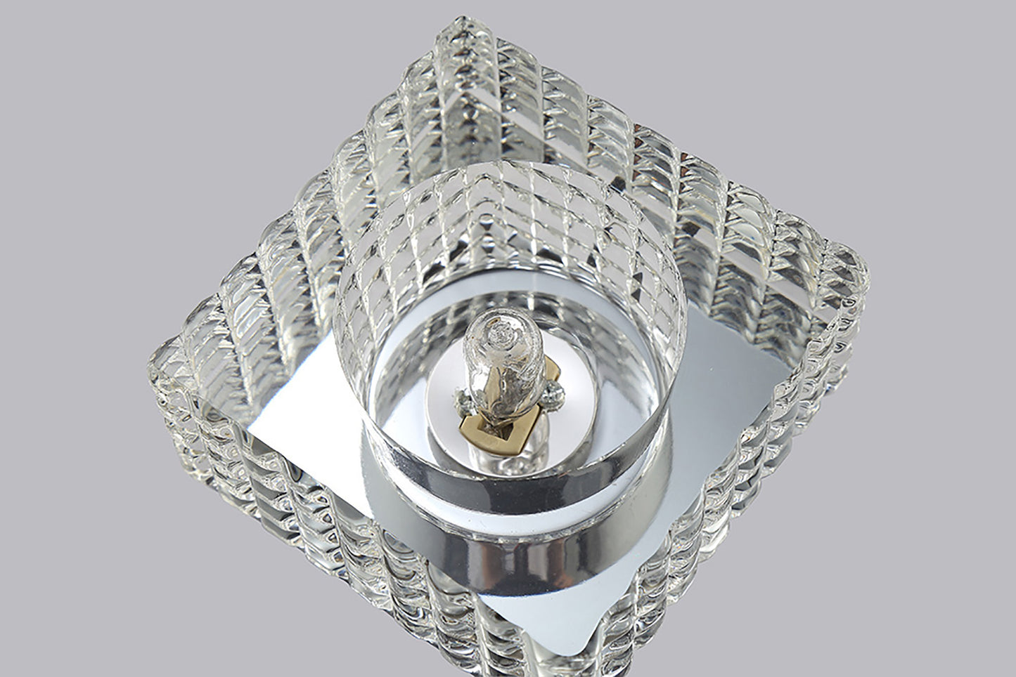 Polished Chrome/Crystal Ria G9 Cube Pattern Square Downlight with One Light and a 55mm Cut Out