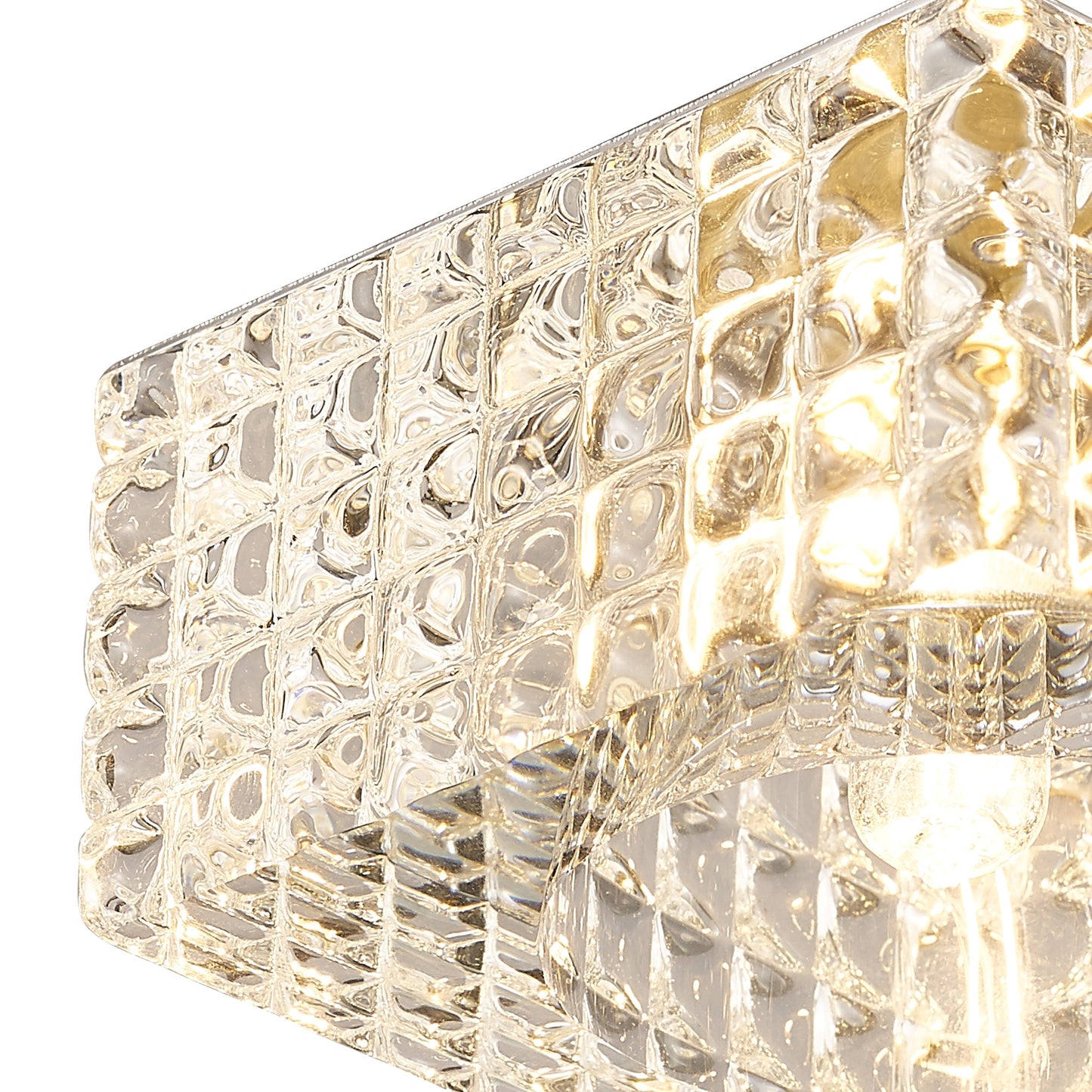 Polished Chrome/Crystal Ria G9 Cube Pattern Square Downlight with One Light and a 55mm Cut Out