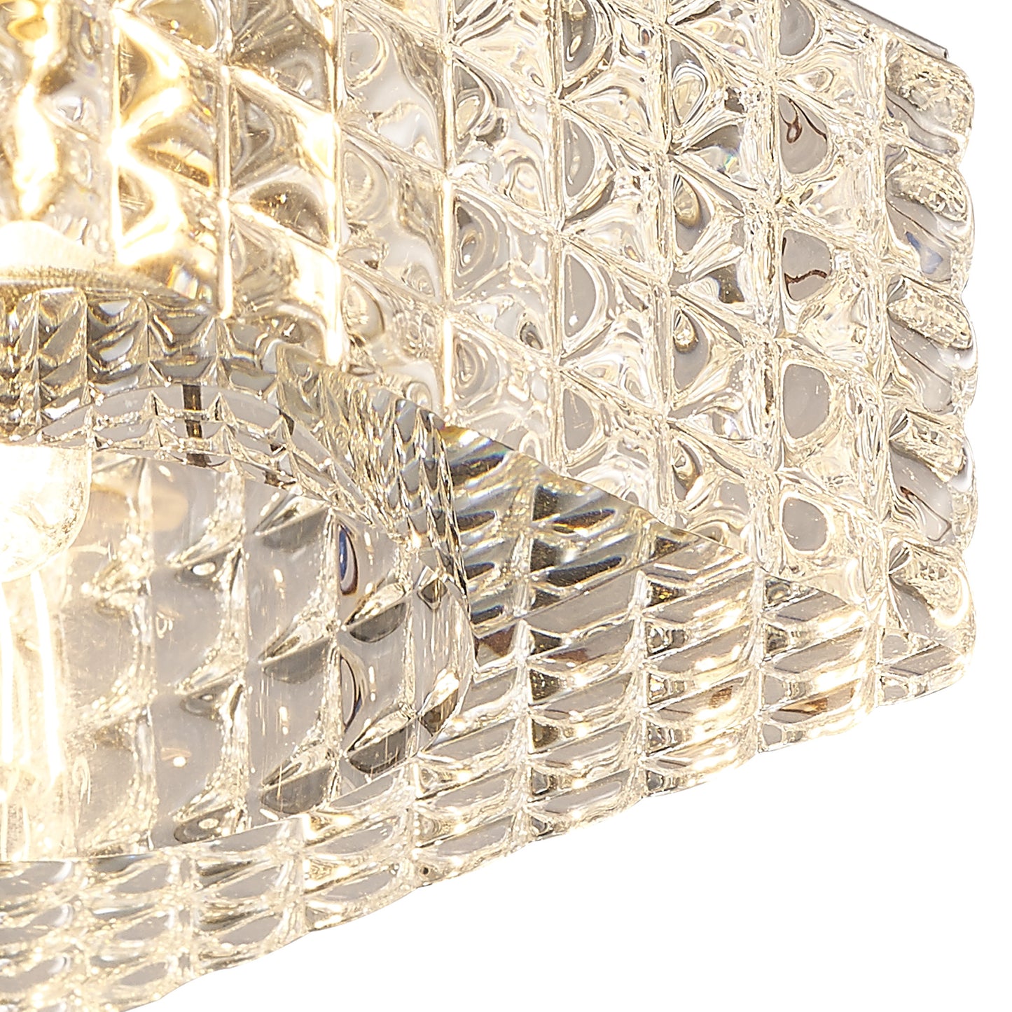 Polished Chrome/Crystal Ria G9 Cube Pattern Square Downlight with One Light and a 55mm Cut Out