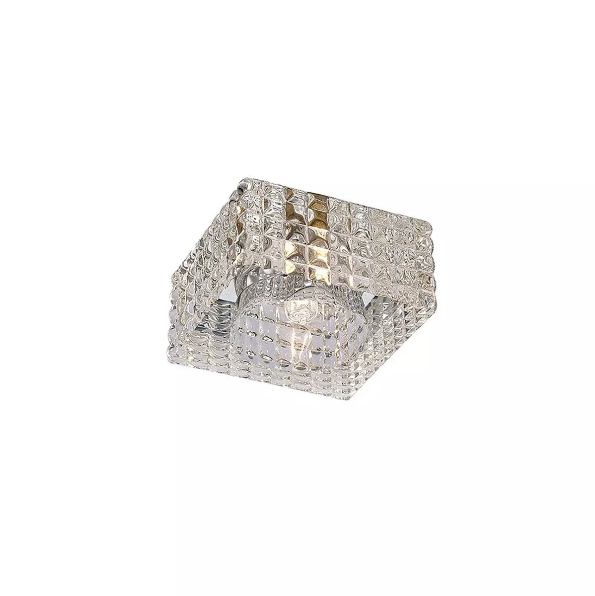 Polished Chrome/Crystal Ria G9 Cube Pattern Square Downlight with One Light and a 55mm Cut Out
