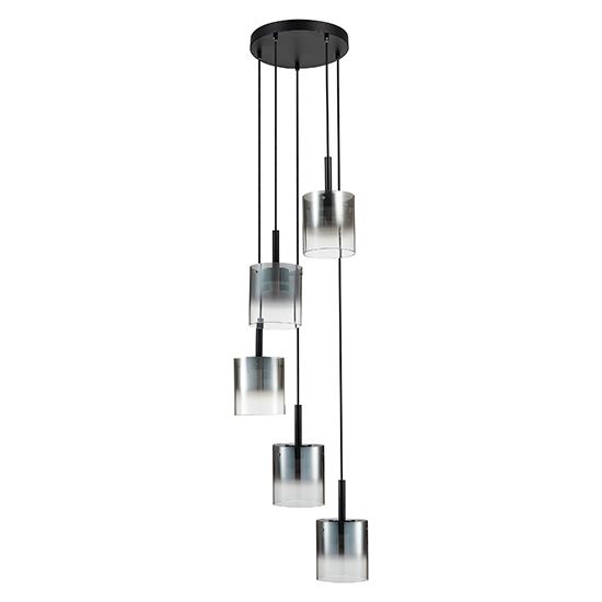LX-Roundhay LXROUN045BL5DECO 5 Smoked Glass Shade Bulbs Decorative Ceiling Pendant Light