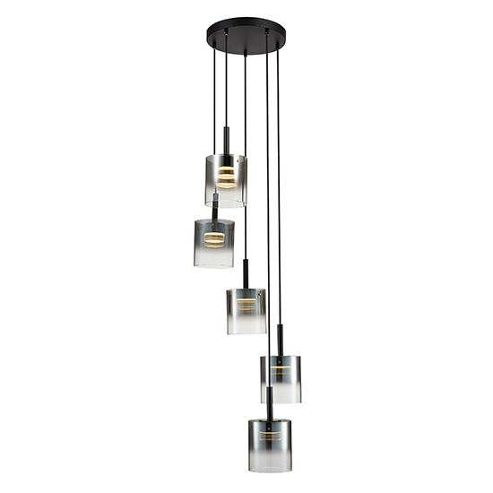 LX-Roundhay LXROUN045BL5DECO 5 Smoked Glass Shade Bulbs Decorative Ceiling Pendant Light