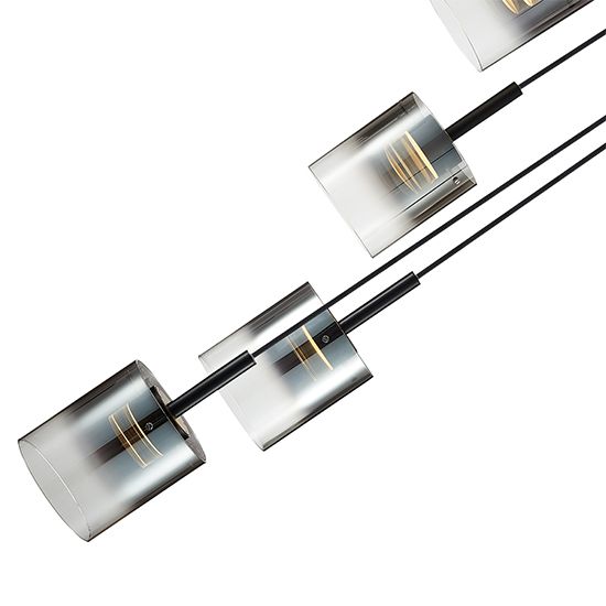 LX-Roundhay LXROUN045BL5DECO 5 Smoked Glass Shade Bulbs Decorative Ceiling Pendant Light