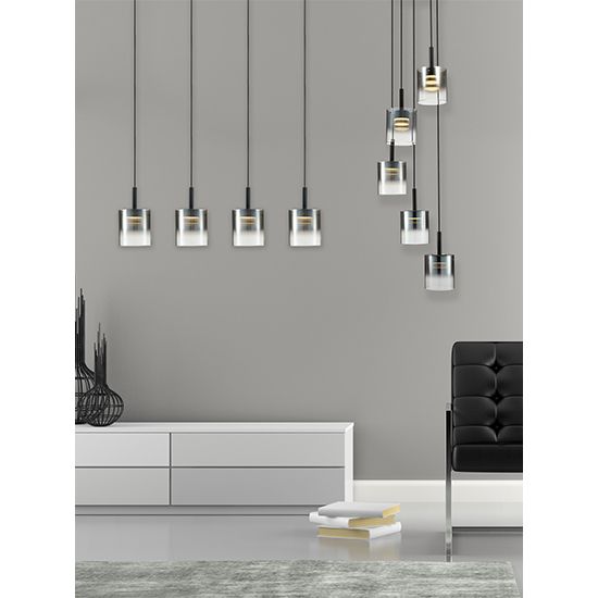 LX-Roundhay LXROUN045BL5DECO 5 Smoked Glass Shade Bulbs Decorative Ceiling Pendant Light