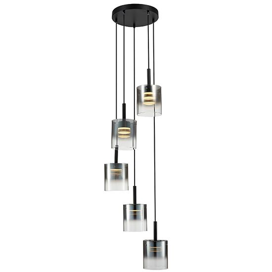 LX-Roundhay LXROUN045BL5DECO 5 Smoked Glass Shade Bulbs Decorative Ceiling Pendant Light